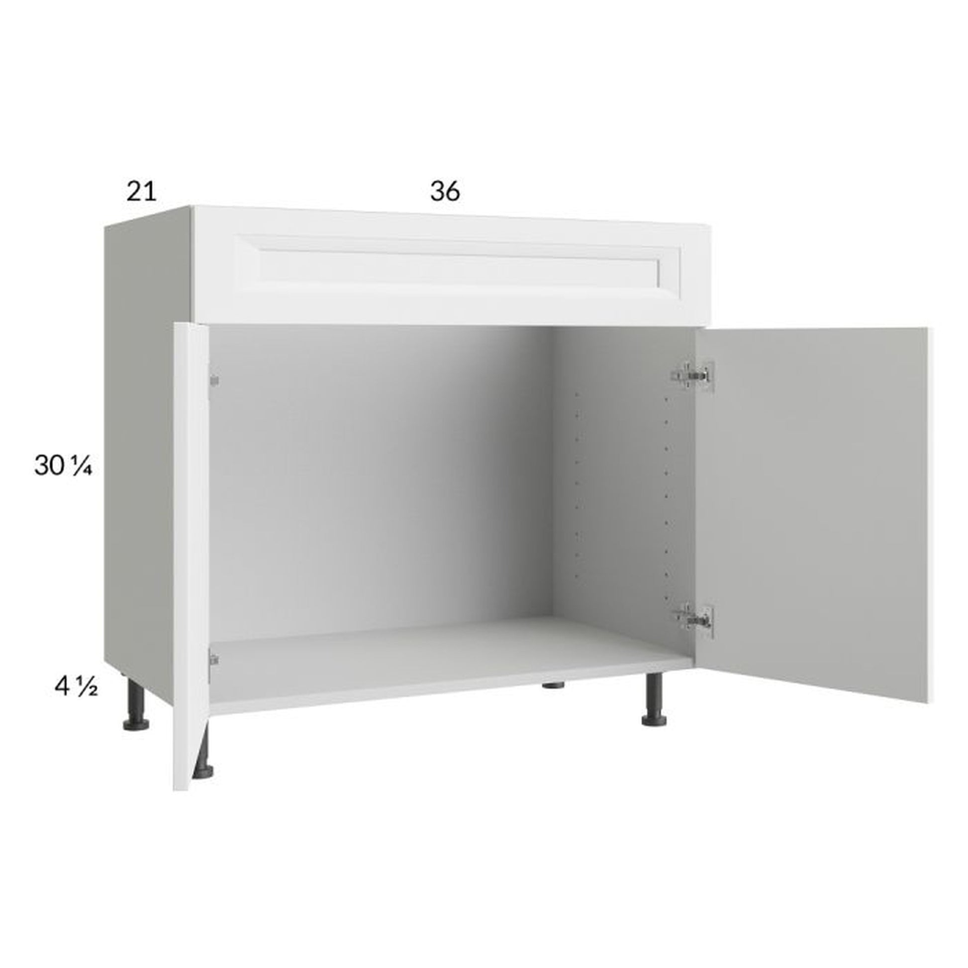 RTA Harbor White 36" Vanity Sink Base Cabinet with 1 Finished End Panel