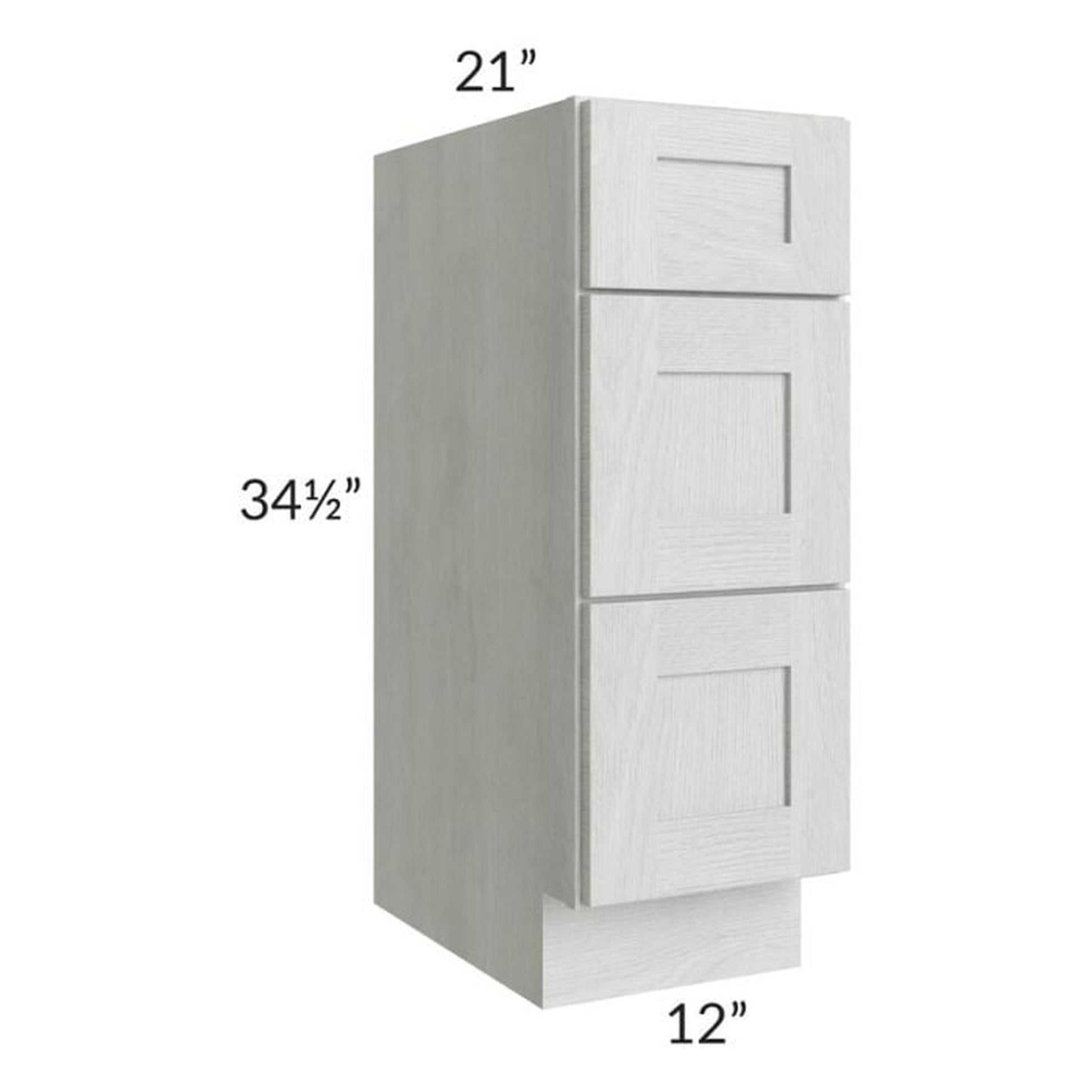 RTA Heather Grey Shaker 12" Drawer Base Bathroom Vanity Cabinet