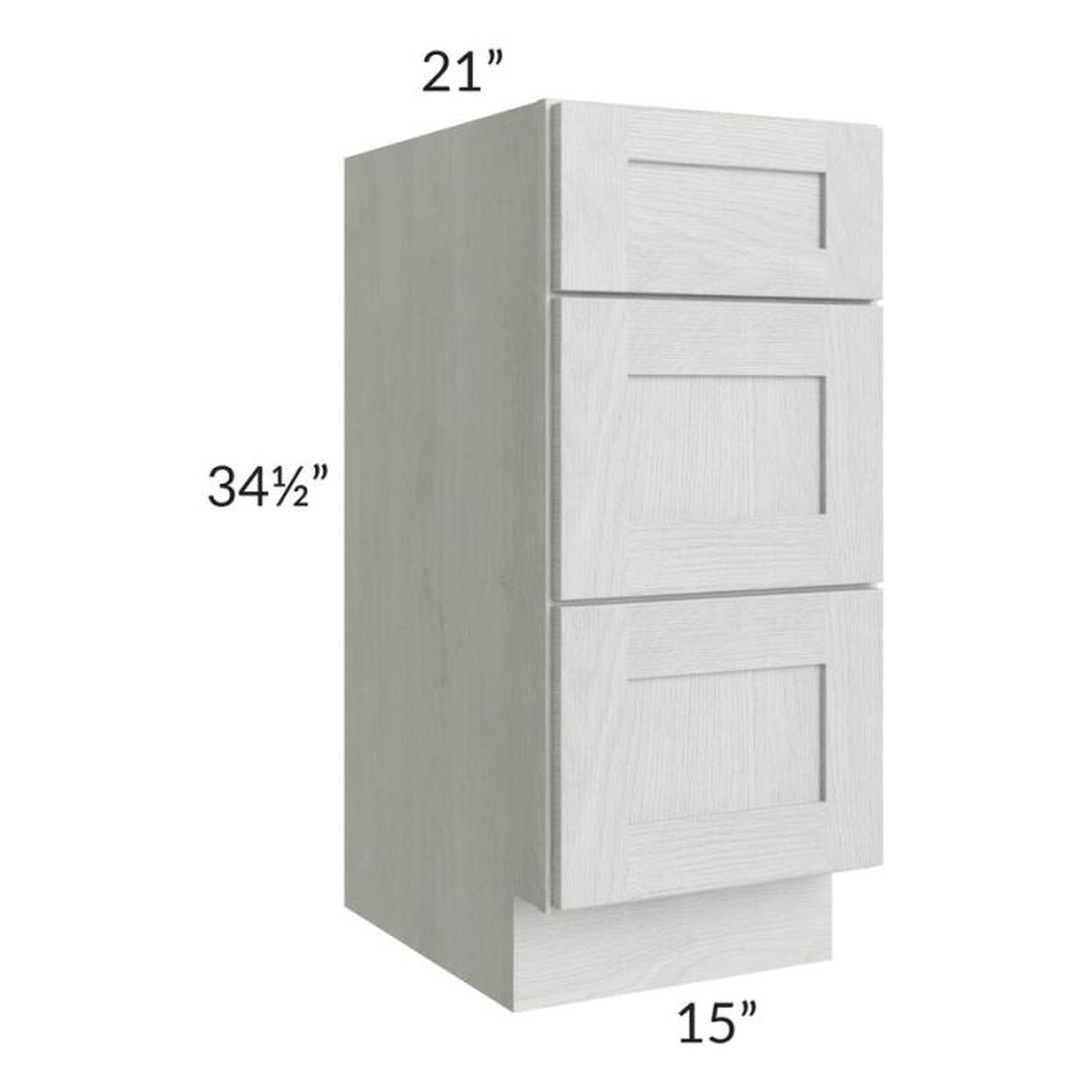 RTA Heather Grey Shaker 15" Drawer Base Bathroom Vanity Cabinet