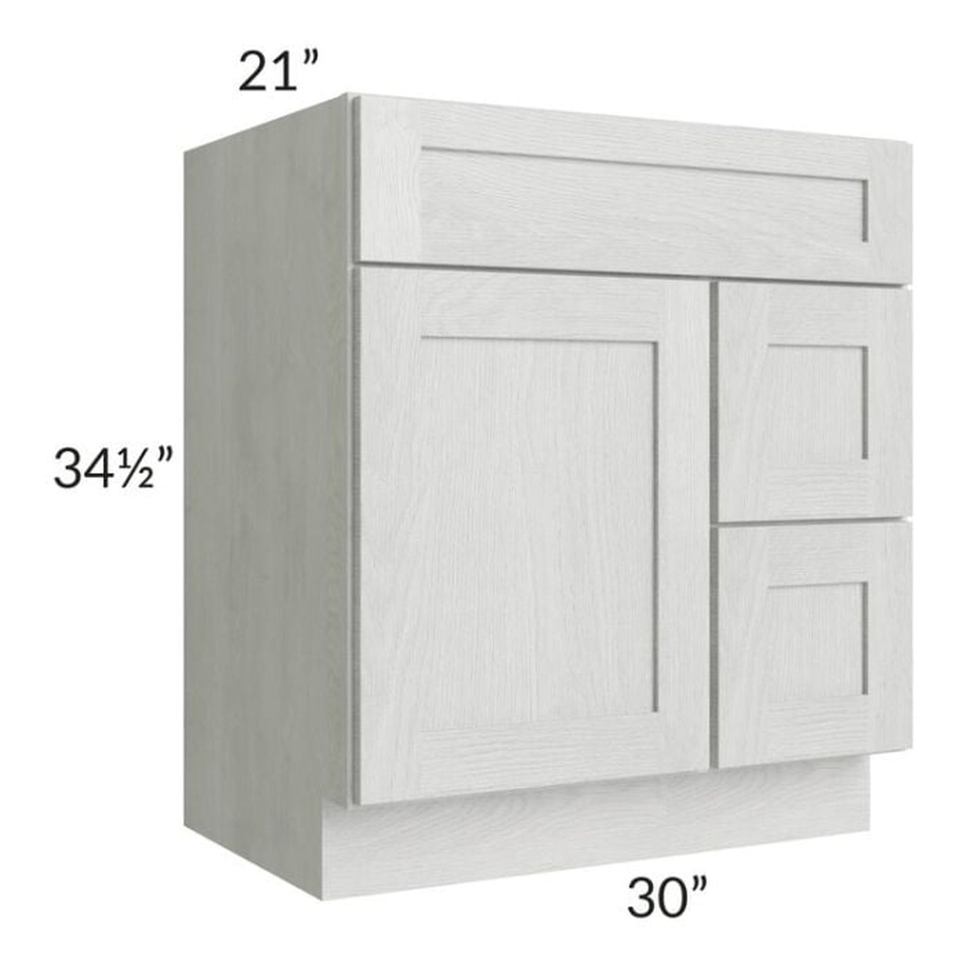 RTA Heather Grey Shaker 30" Bathroom Vanity With 1 Door On The Left