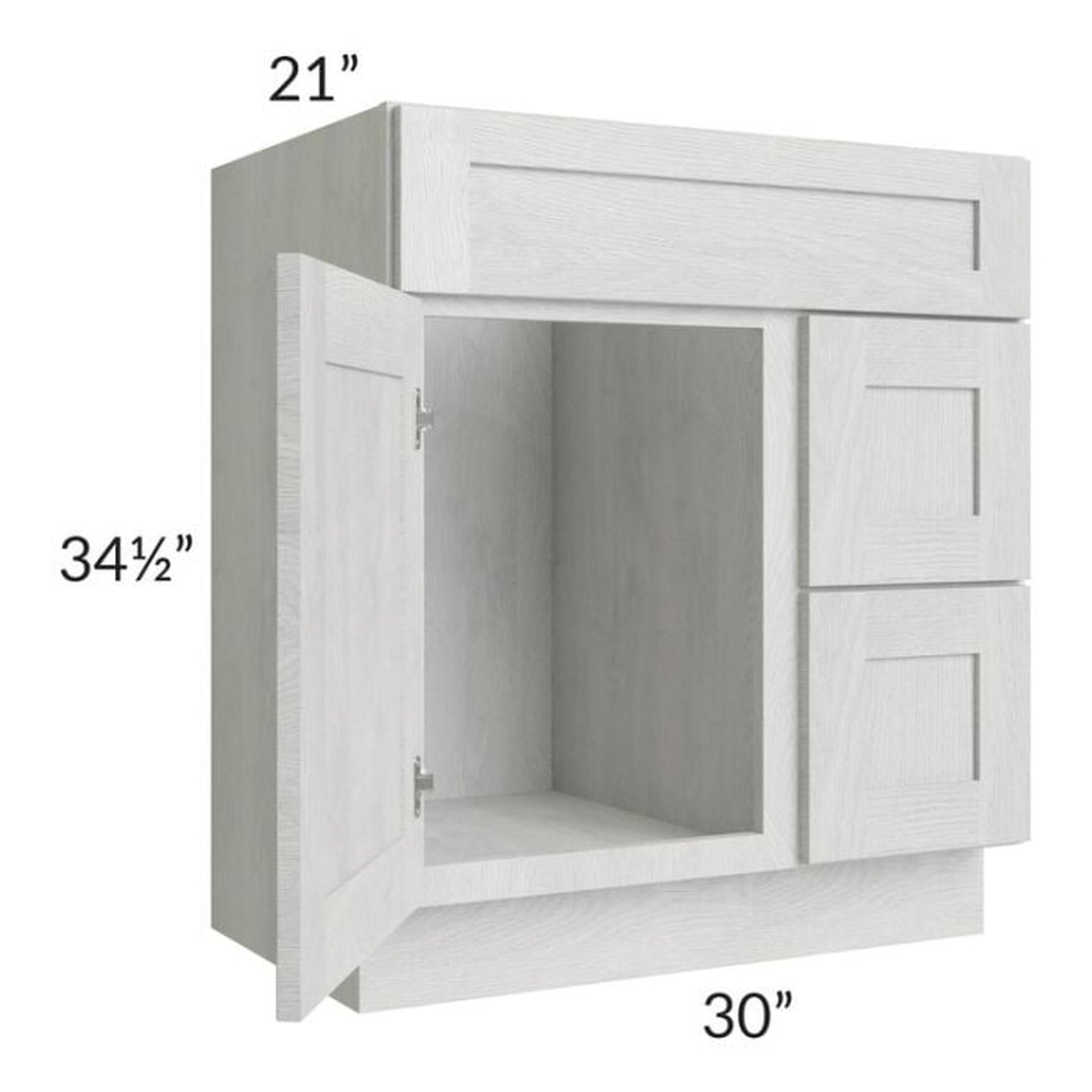 RTA Heather Grey Shaker 30" Bathroom Vanity With 1 Door On The Left