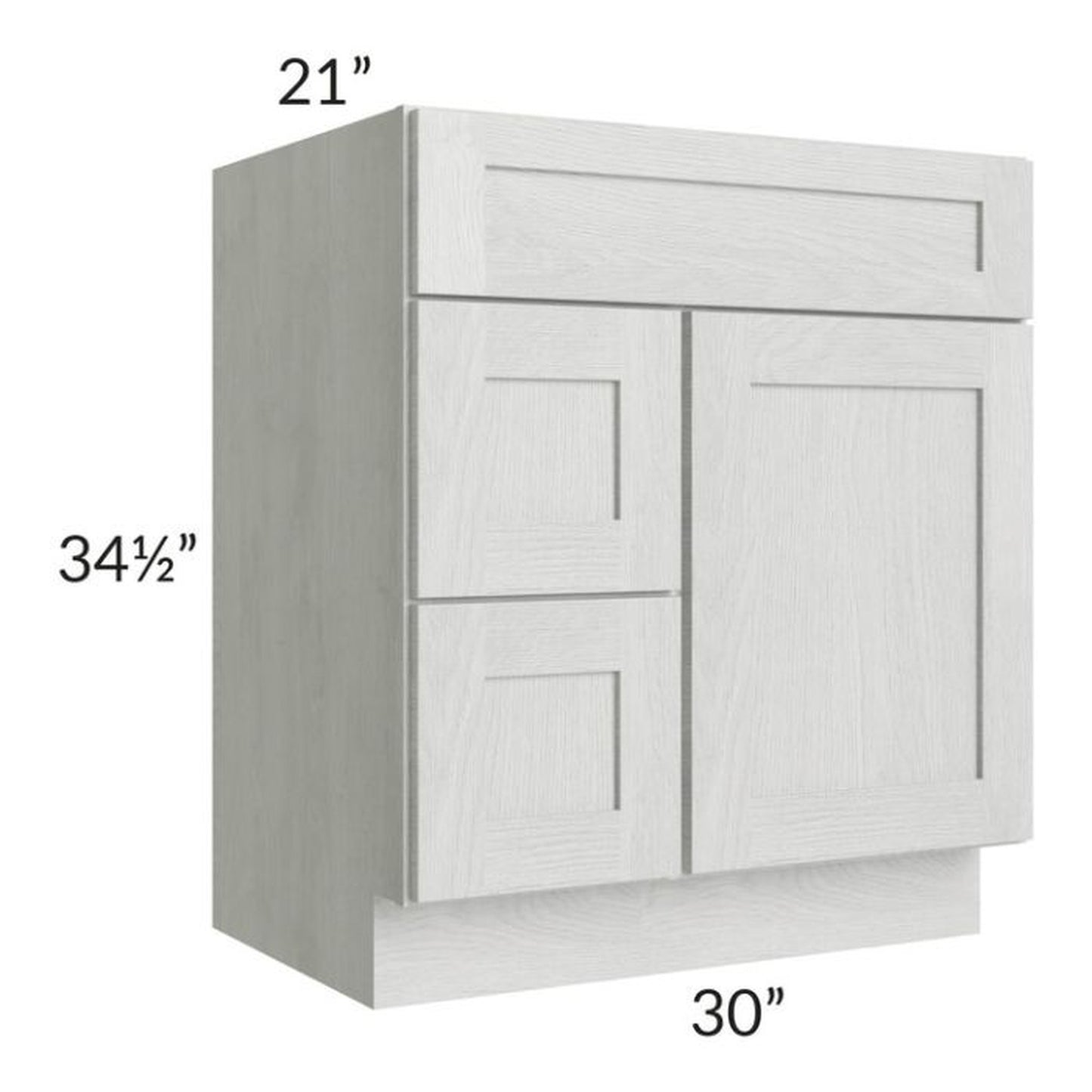 RTA Heather Grey Shaker 30" Bathroom Vanity With 1 Door On The Right