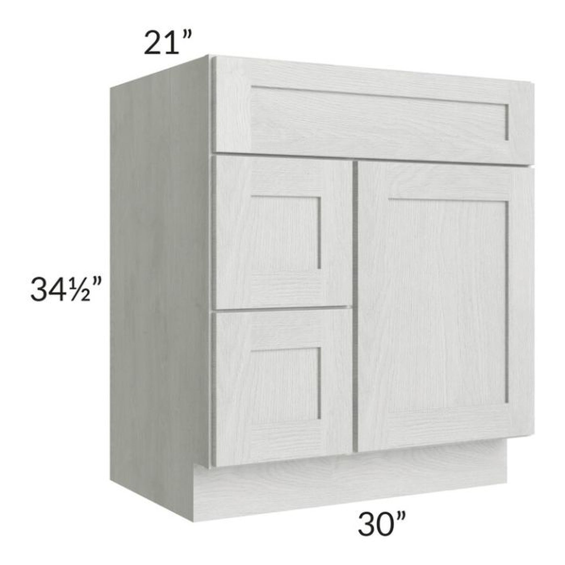 RTA Heather Grey Shaker 30" Bathroom Vanity With 1 Door On The Right