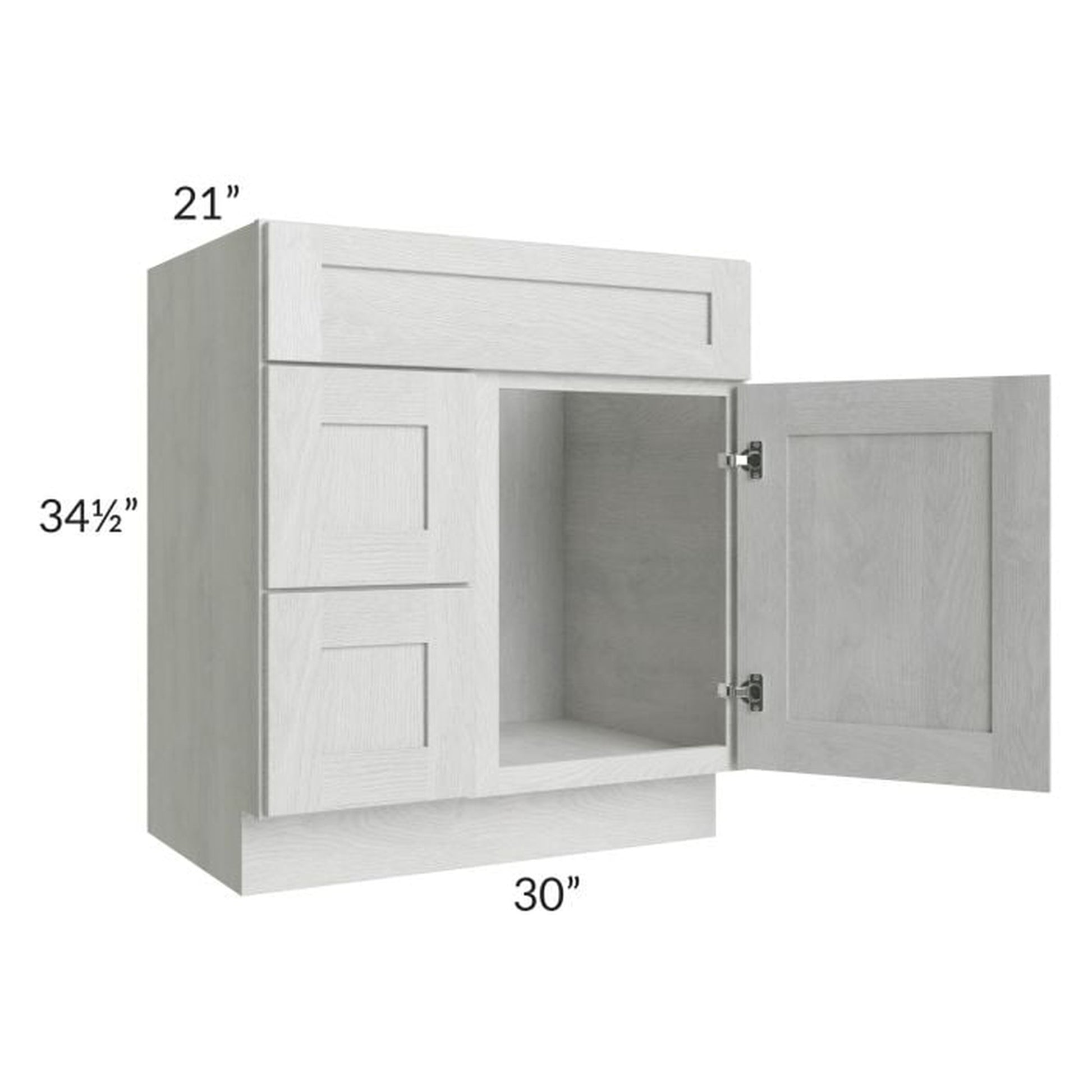 RTA Heather Grey Shaker 30" Bathroom Vanity With 1 Door On The Right