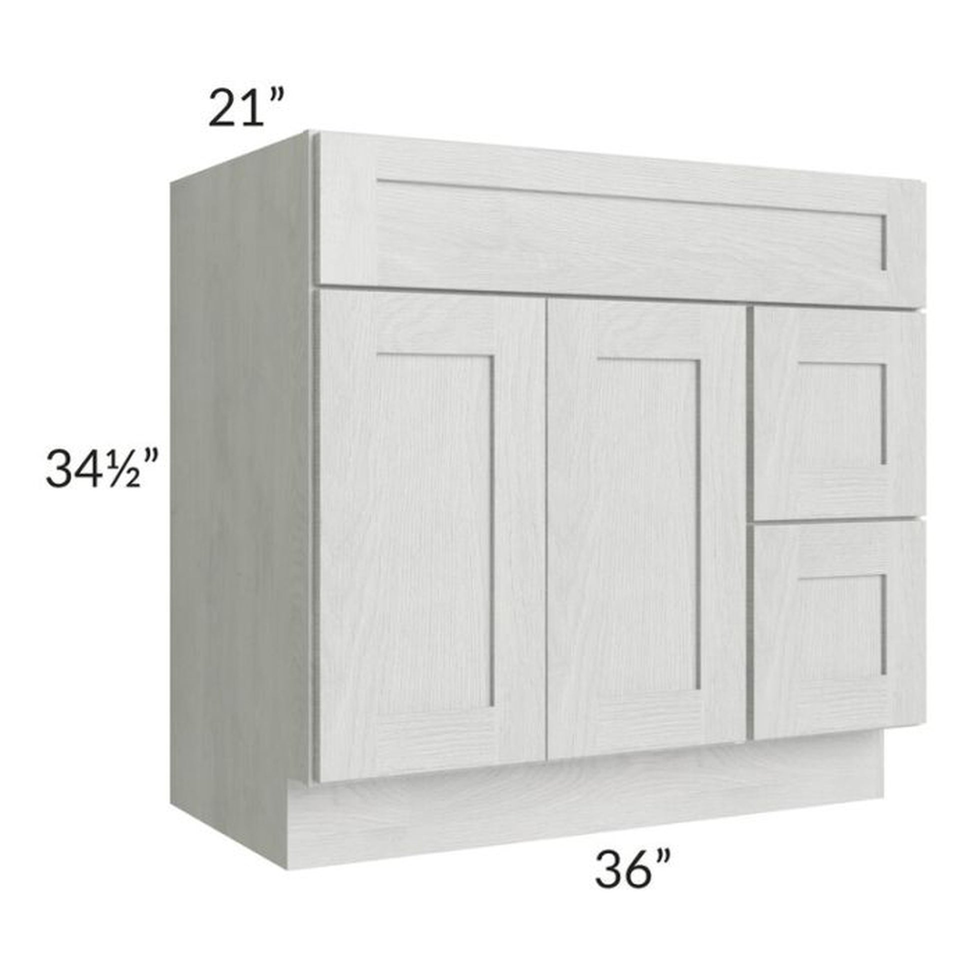 RTA Heather Grey Shaker 36" Bathroom Vanity With 2 Doors On The Left