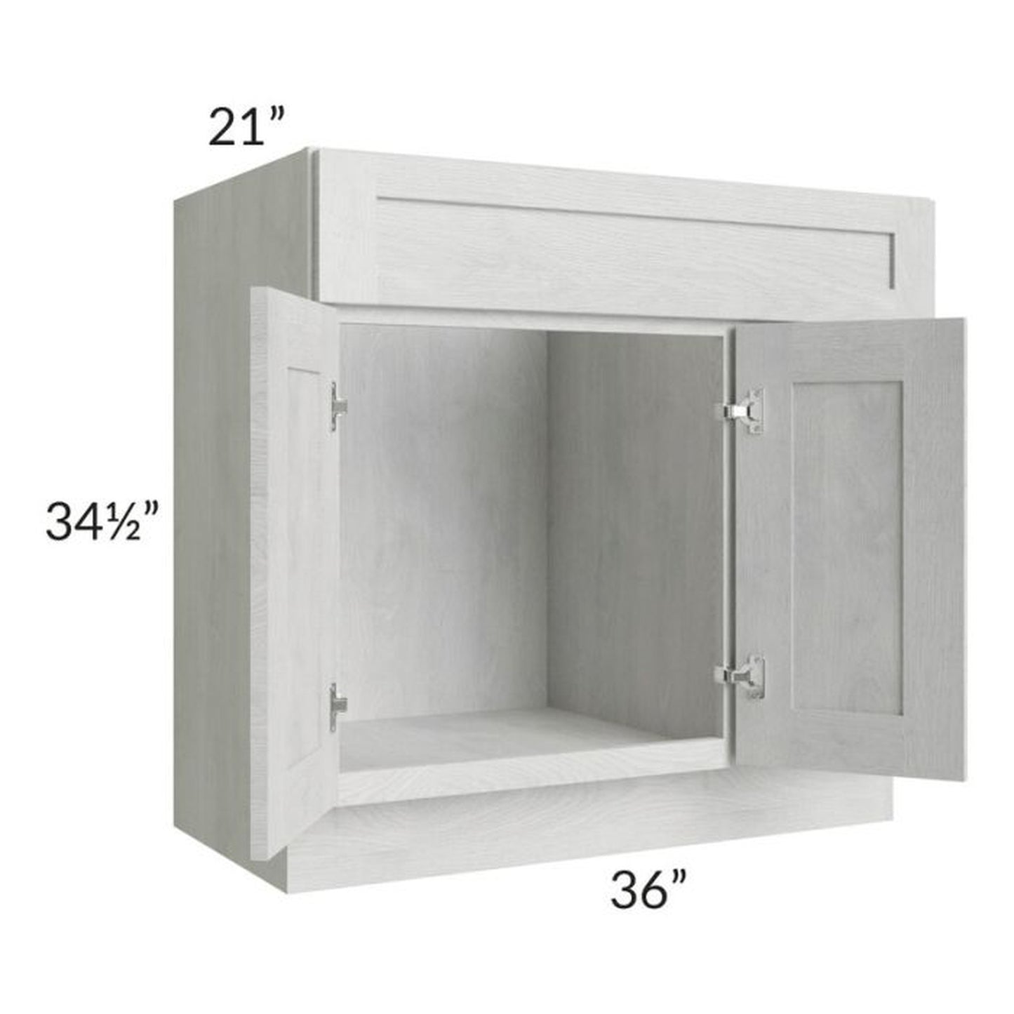 RTA Heather Grey Shaker 36" Bathroom Vanity With 2 Doors On The Left