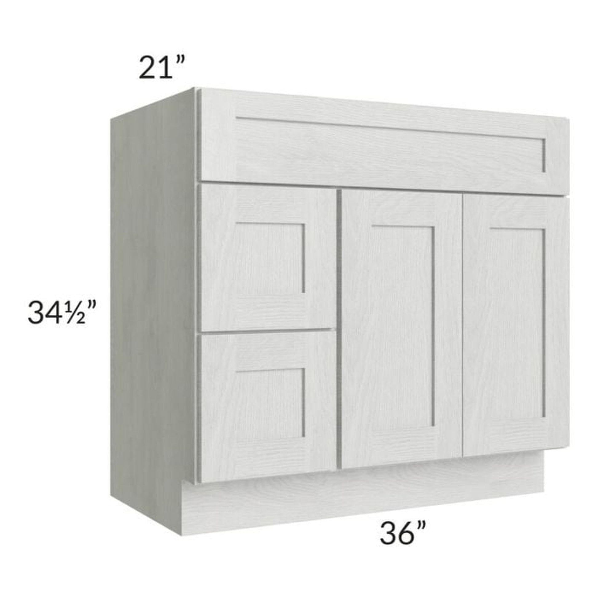 RTA Heather Grey Shaker 36" Bathroom Vanity With 2 Doors On The Right