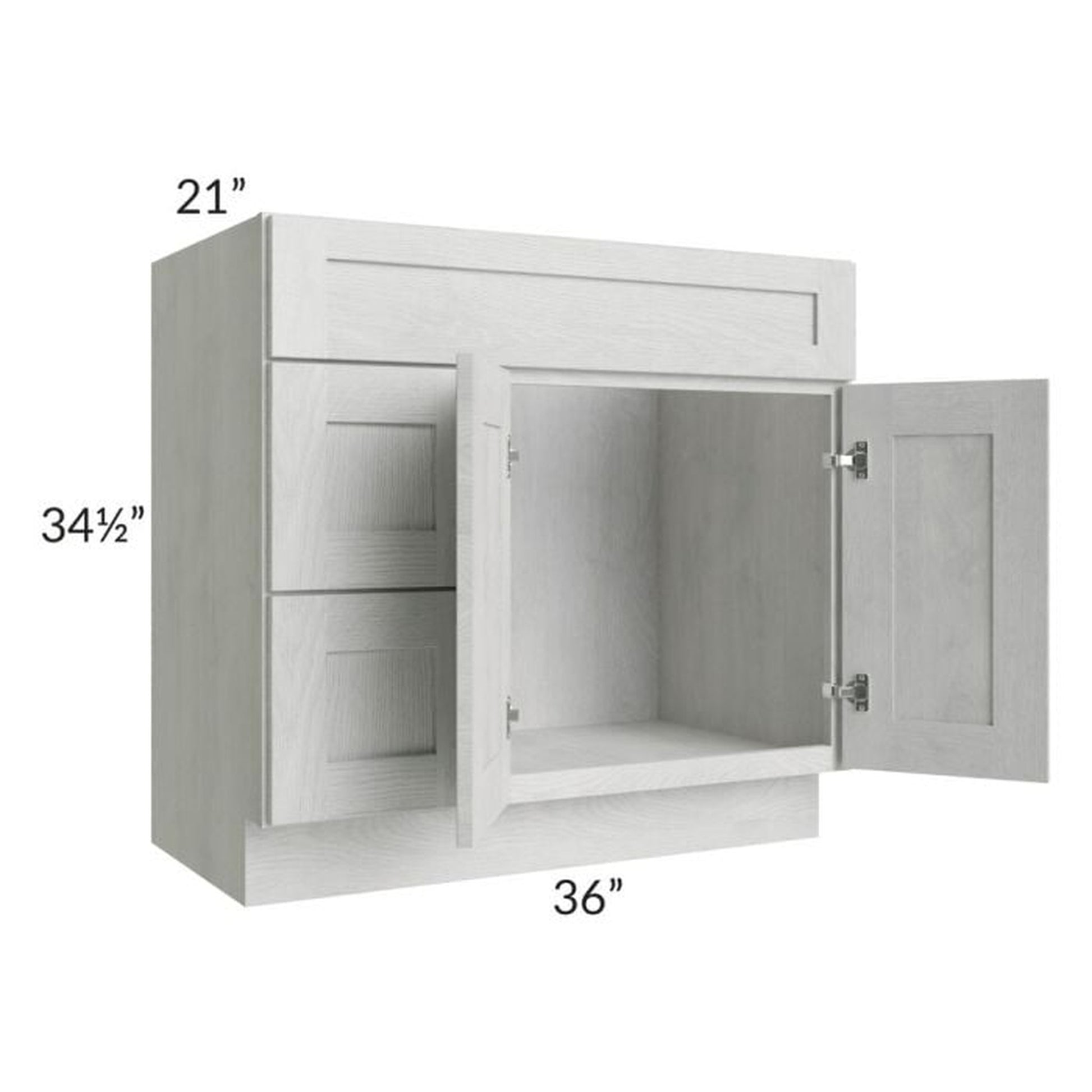 RTA Heather Grey Shaker 36" Bathroom Vanity With 2 Doors On The Right