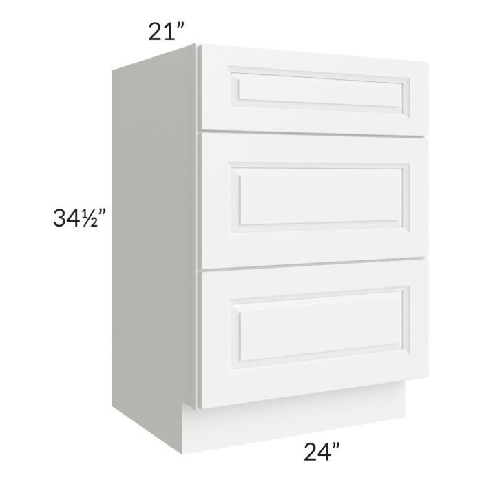RTA Lakewood White 24" 3-Drawer Vanity Base Cabinet