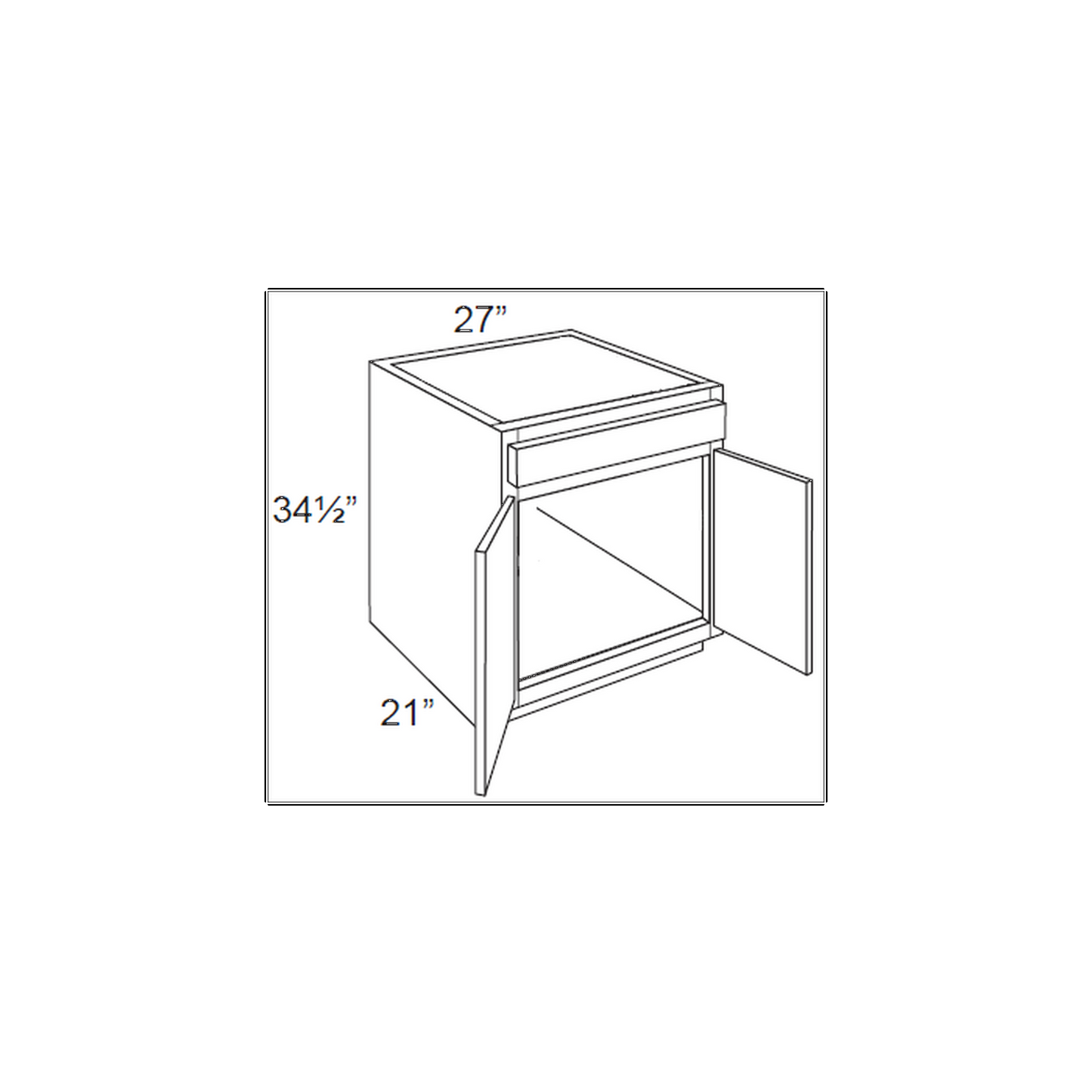 RTA Lakewood White 27" Vanity Base Cabinet with 2 Decorative End Panels