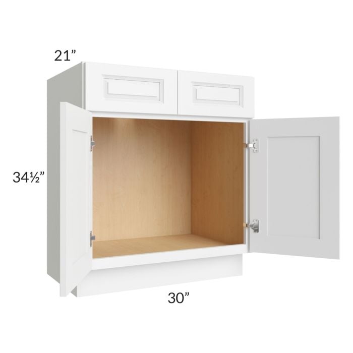 RTA Lakewood White 30" Vanity Base Cabinet with 2 Decorative End Panels