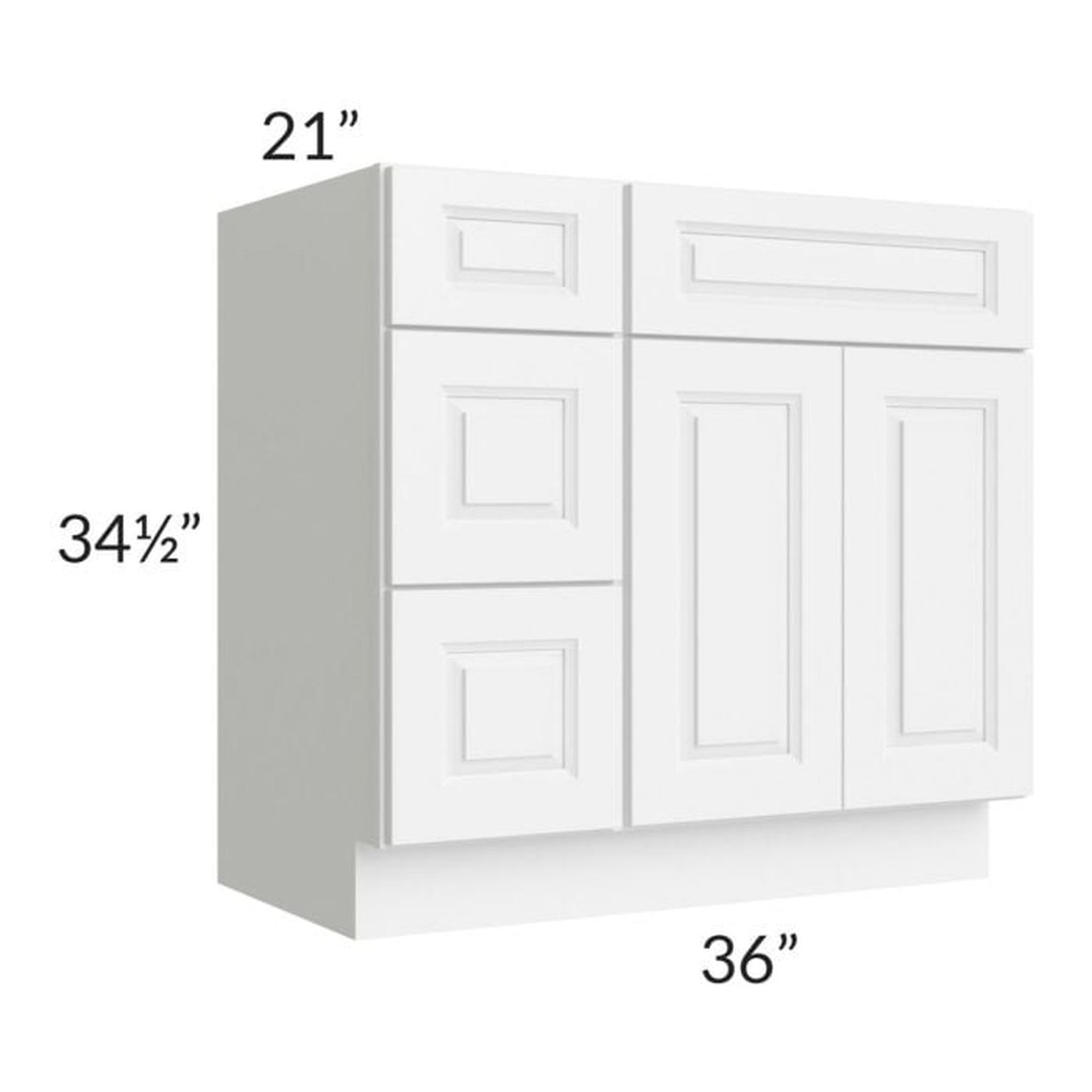 RTA Lakewood White 36" Vanity Base Cabinet (Drawers on Left)