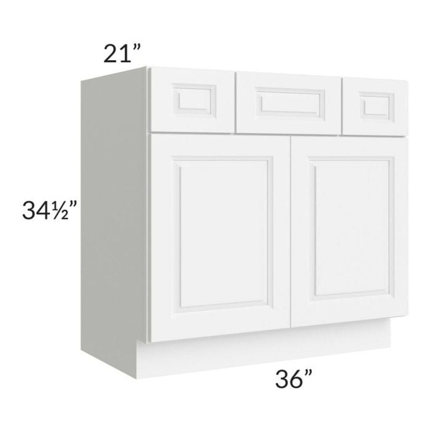 RTA Lakewood White 36" Vanity Base Cabinet with 1 Decorative End Panel