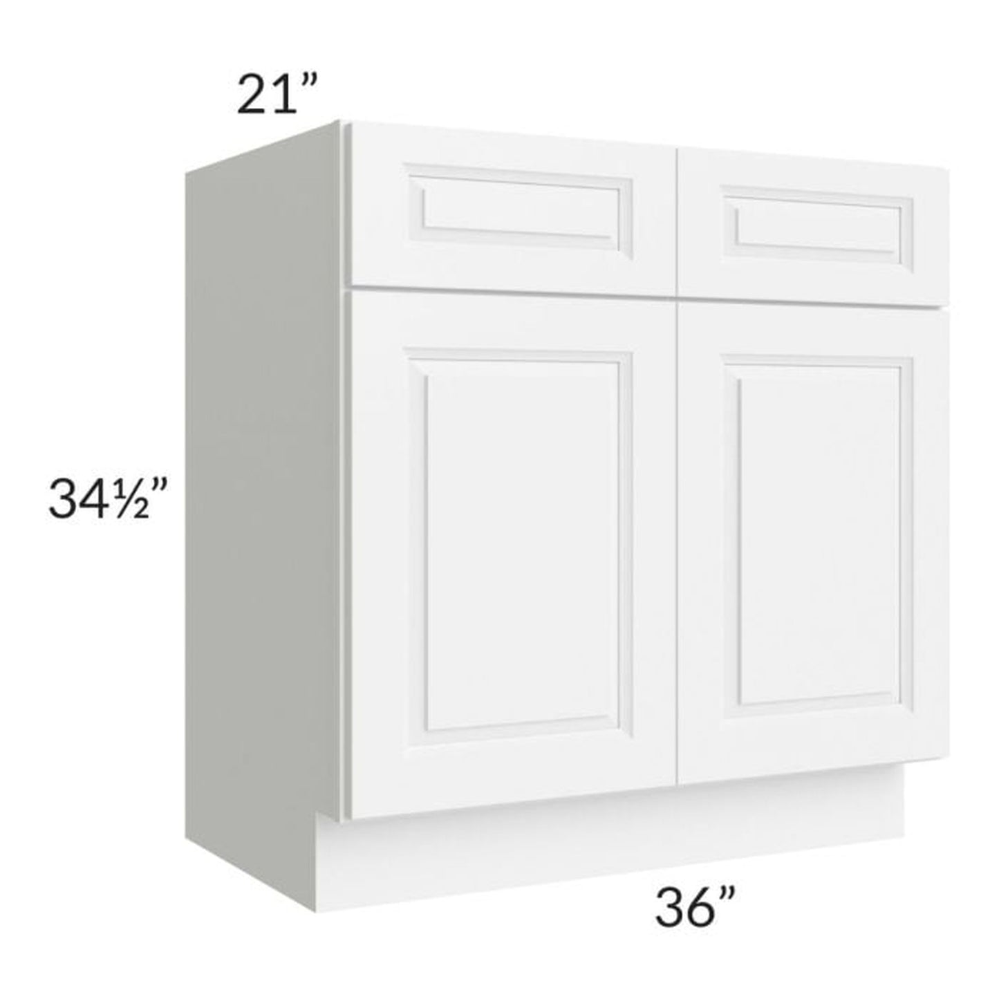 RTA Lakewood White 36" Vanity Base Cabinet with 2-Butt Doors