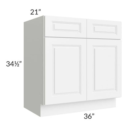 RTA Lakewood White 36" Vanity Base Cabinet with 2-Butt Doors