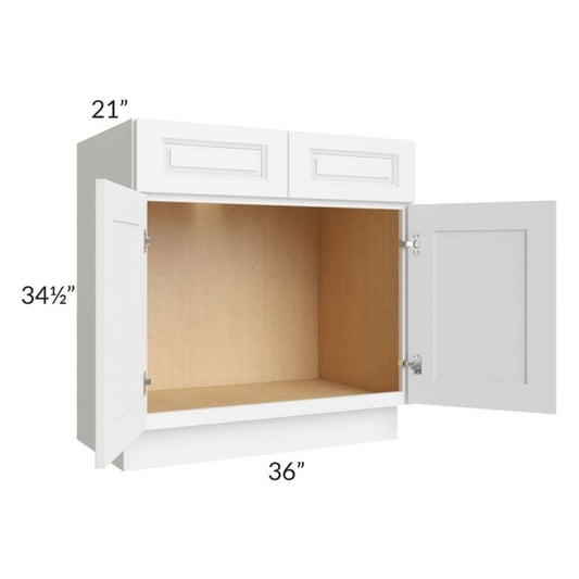 RTA Lakewood White 36" Vanity Base Cabinet with 2-Butt Doors