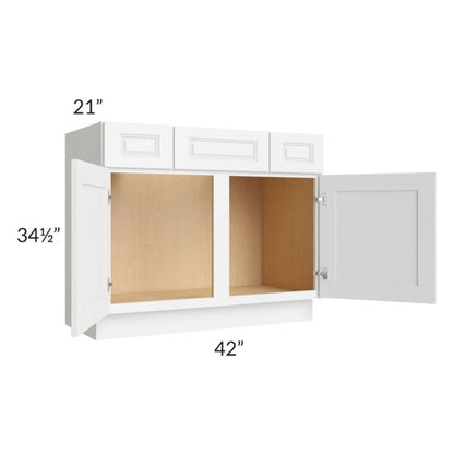 RTA Lakewood White 42" Vanity Base Cabinet with 1 Decorative End Panel