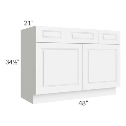 RTA Lakewood White 48" Vanity Base Cabinet with 1 Decorative End Panel