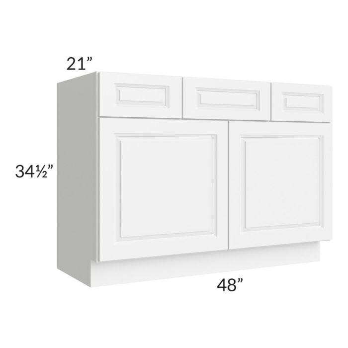 RTA Lakewood White 48" Vanity Base Cabinet with 2 Decorative End Panels