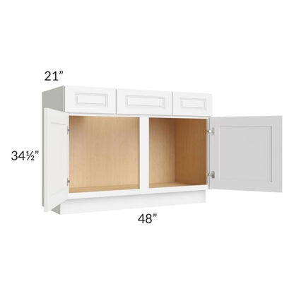 RTA Lakewood White 48" Vanity Base Cabinet with 2 Decorative End Panels