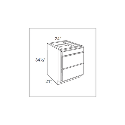 RTA Lexington Cinnamon Glaze 24" Vanity 3-Drawer Base Cabinet with 1 Decorative End Panel