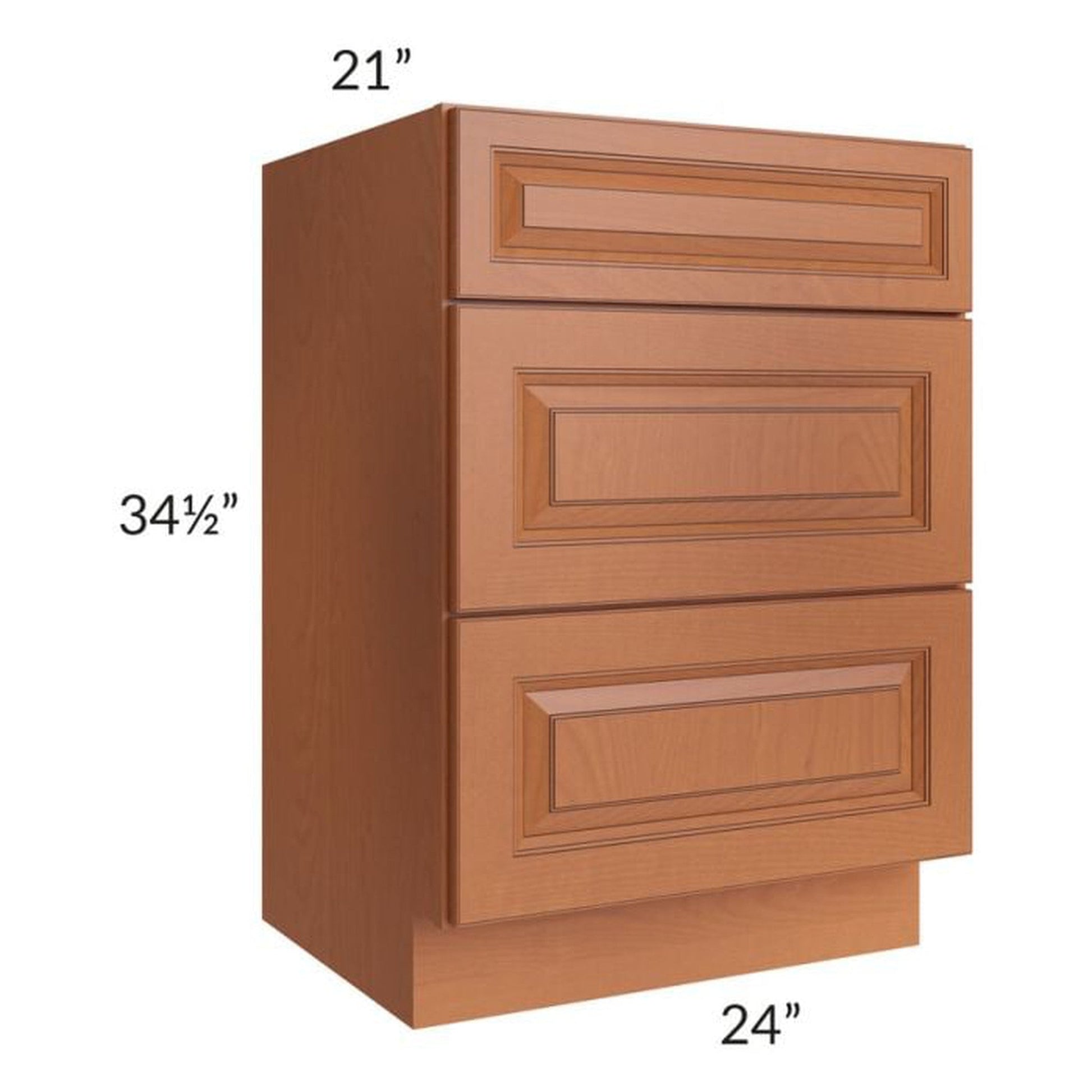 RTA Lexington Cinnamon Glaze 24" Vanity 3-Drawer Base Cabinet with 1 Decorative End Panel