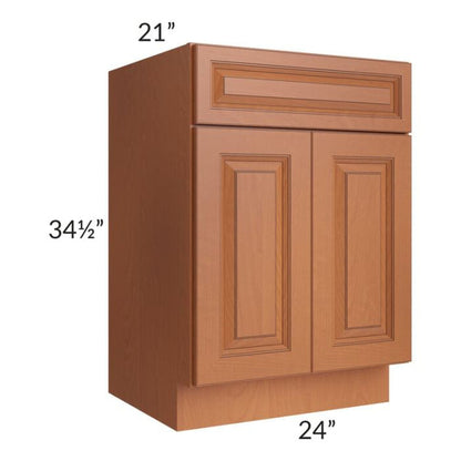 RTA Lexington Cinnamon Glaze 24" Vanity Sink Base Cabinet with 1 Decorative End Panel