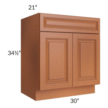 RTA Lexington Cinnamon Glaze 30" Vanity Sink Base Cabinet with 2 Decorative End Panels