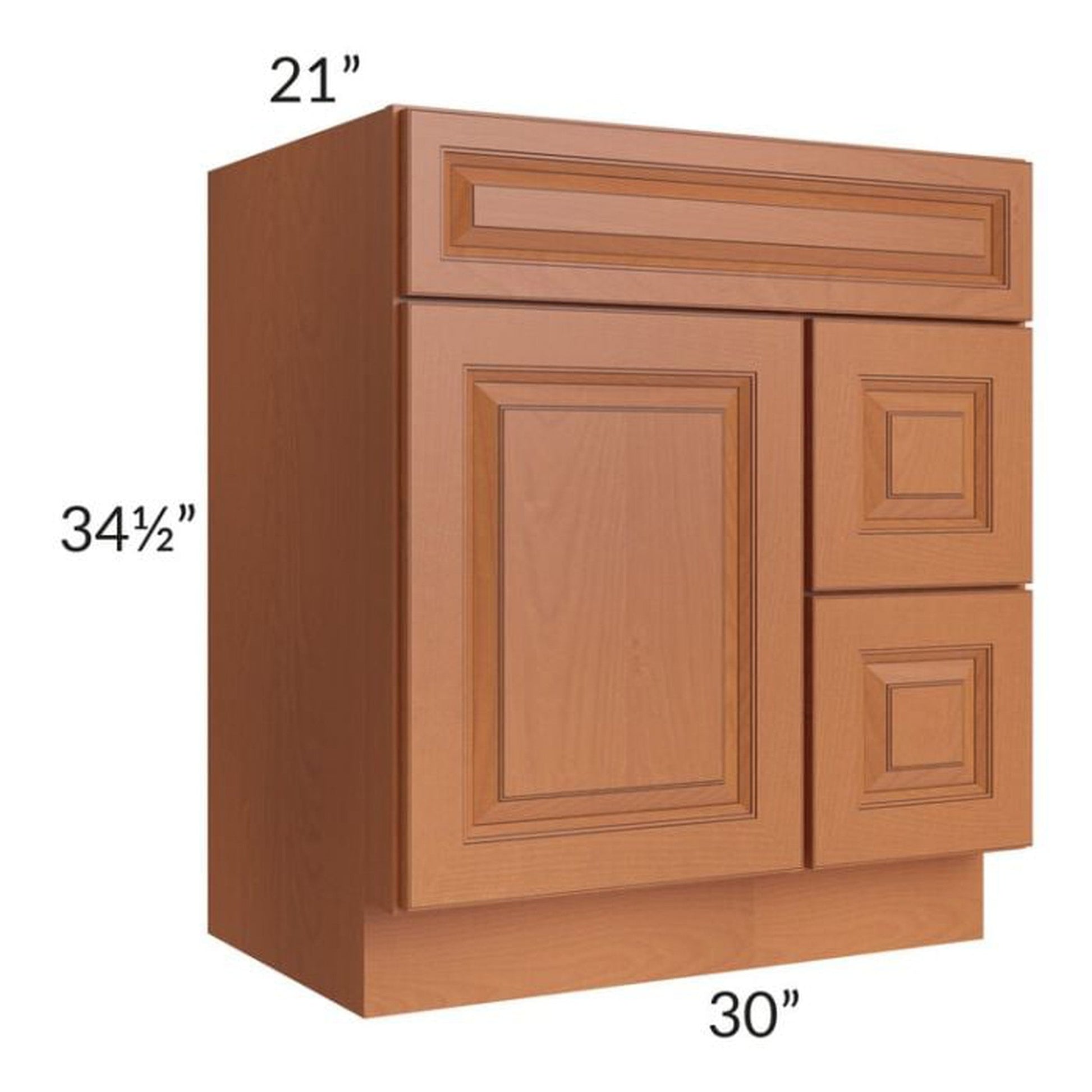 RTA Lexington Cinnamon Glaze 30" x 21" Vanity Sink Base Cabinet (Door on Left)