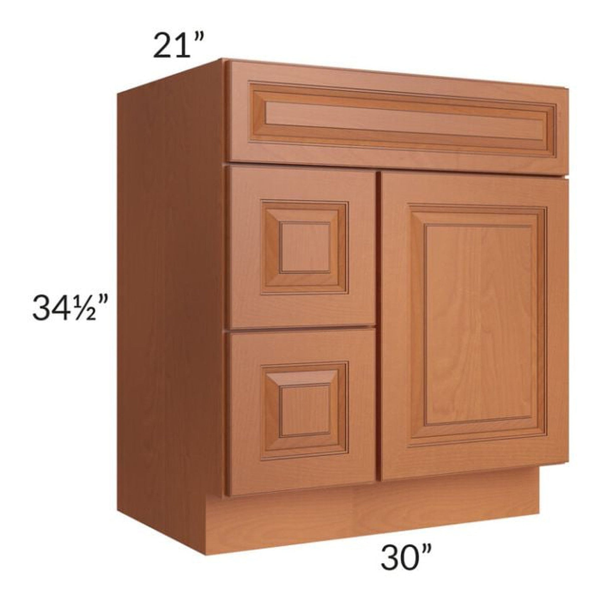 RTA Lexington Cinnamon Glaze 30" x 21" Vanity Sink Base Cabinet (Door on Right)