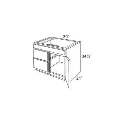 RTA Lexington Cinnamon Glaze 30" x 21" Vanity Sink Base Cabinet (Door on Right)