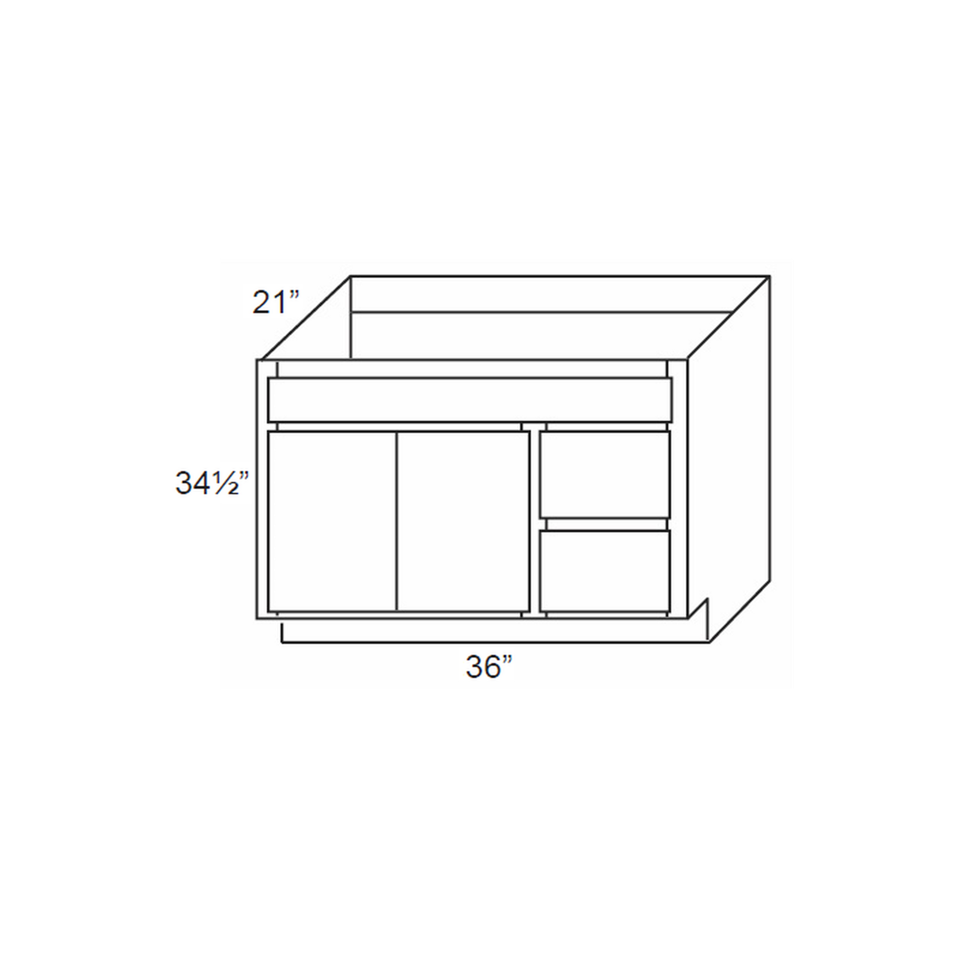 RTA Lexington Cinnamon Glaze 36" x 21" Vanity Sink Base Cabinet (Doors on Left)