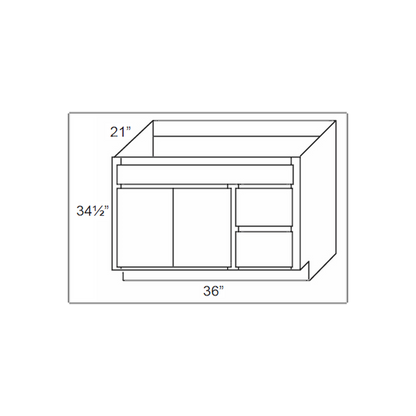 RTA Lexington Cinnamon Glaze 36" x 21" Vanity Sink Base Cabinet (Doors on Left) with 2 Decorative End Panels