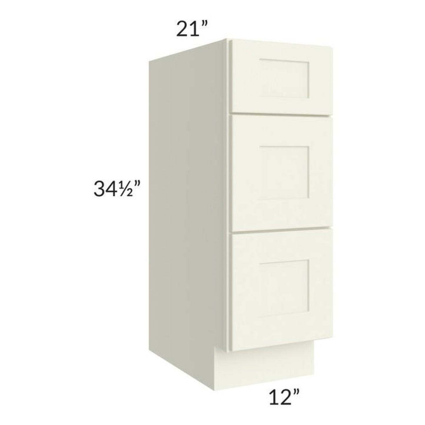 RTA Linen Shaker 12" 3-Drawer Vanity Base Cabinet