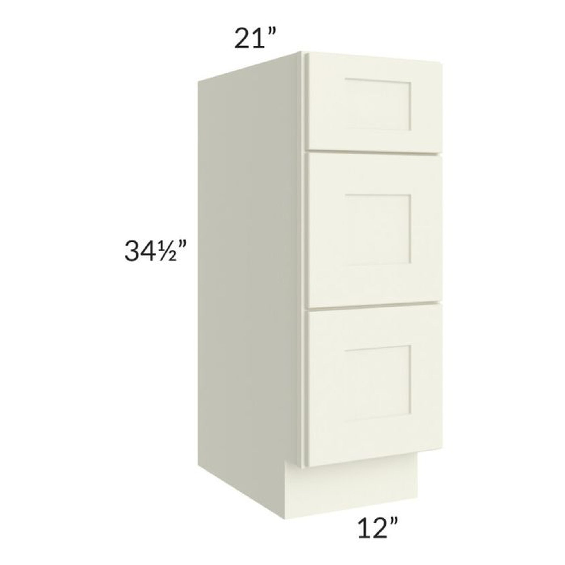 RTA Linen Shaker 12" 3-Drawer Vanity Base Cabinet