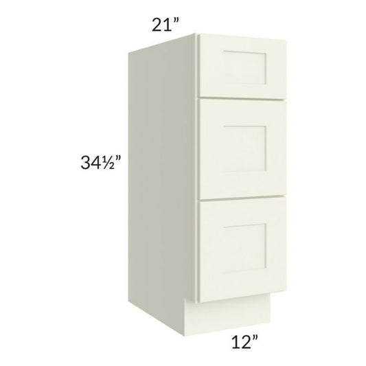 RTA Linen Shaker 12" 3-Drawer Vanity Base Cabinet