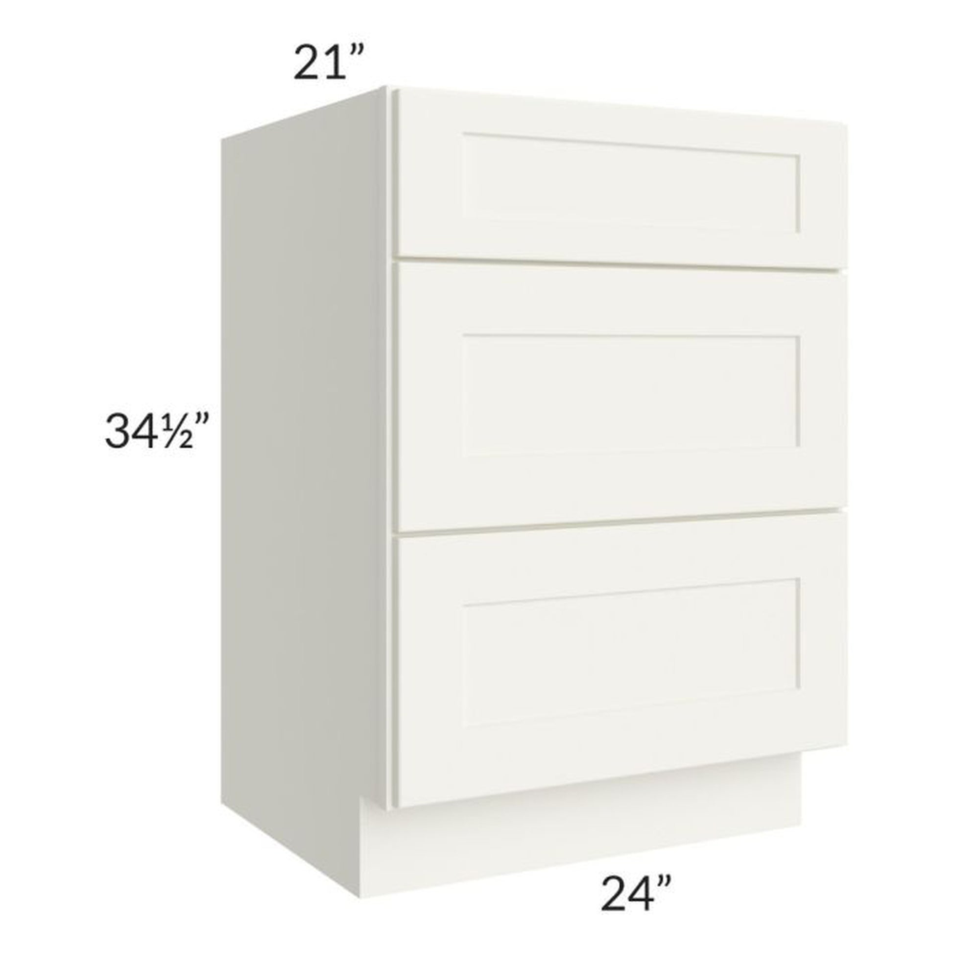 RTA Linen Shaker 24" 3-Drawer Vanity Base Cabinet