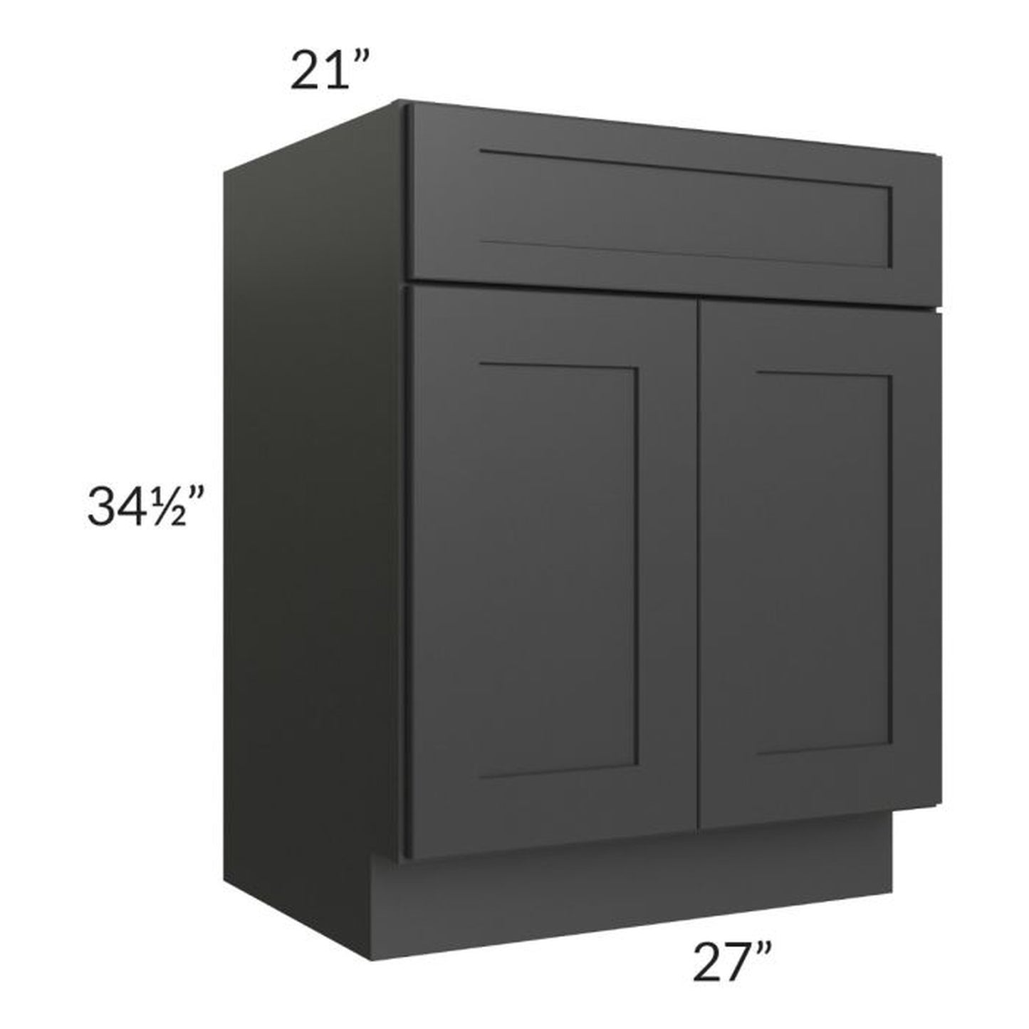 RTA Madison Black Shaker 27" Sink Vanity Base Cabinet with 2 Decorative End Panels