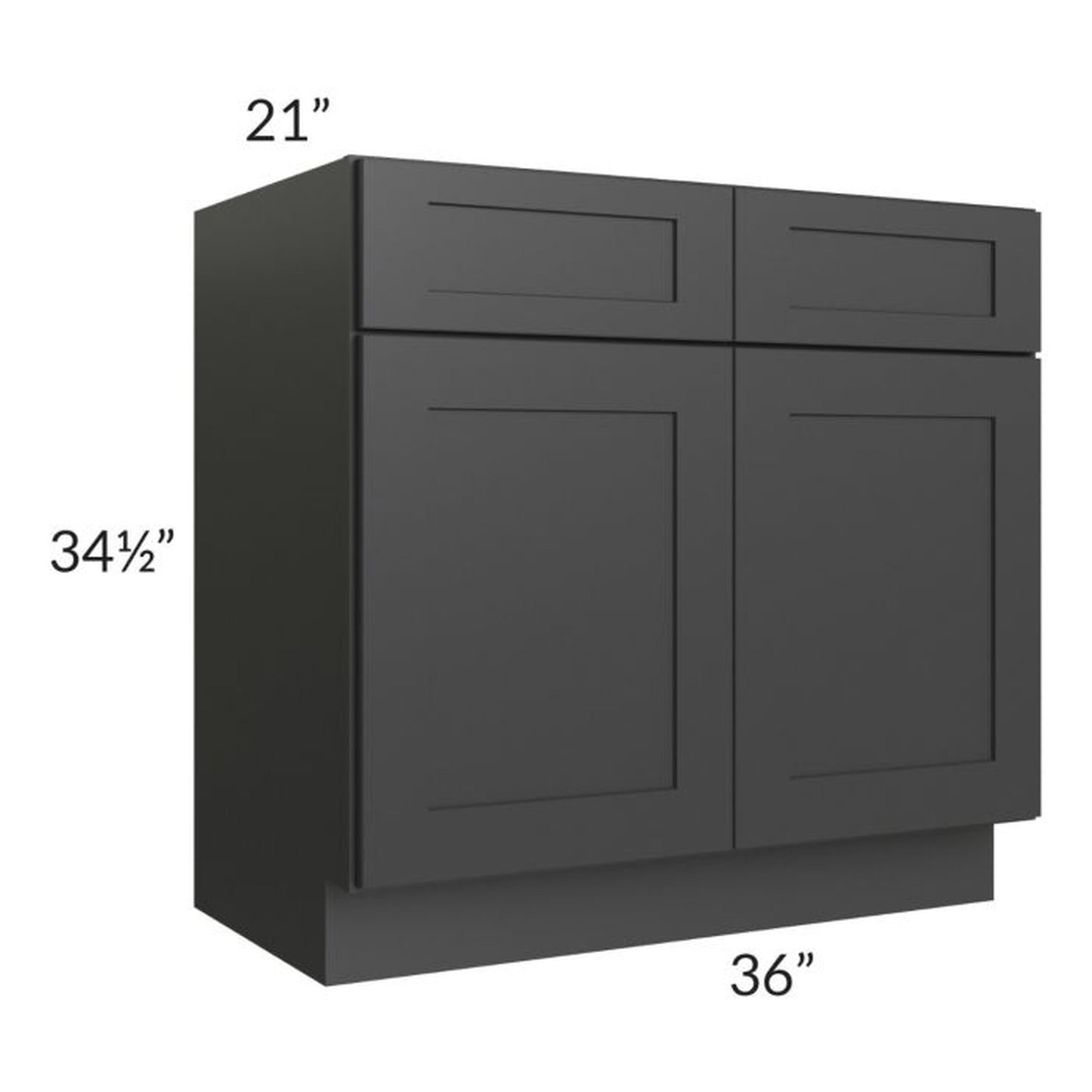 RTA Madison Black Shaker 36" Sink Vanity Base Cabinet with 1 Decorative End Panel