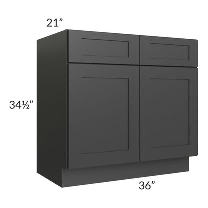 RTA Madison Black Shaker 36" Sink Vanity Base Cabinet with 2 Decorative End Panels