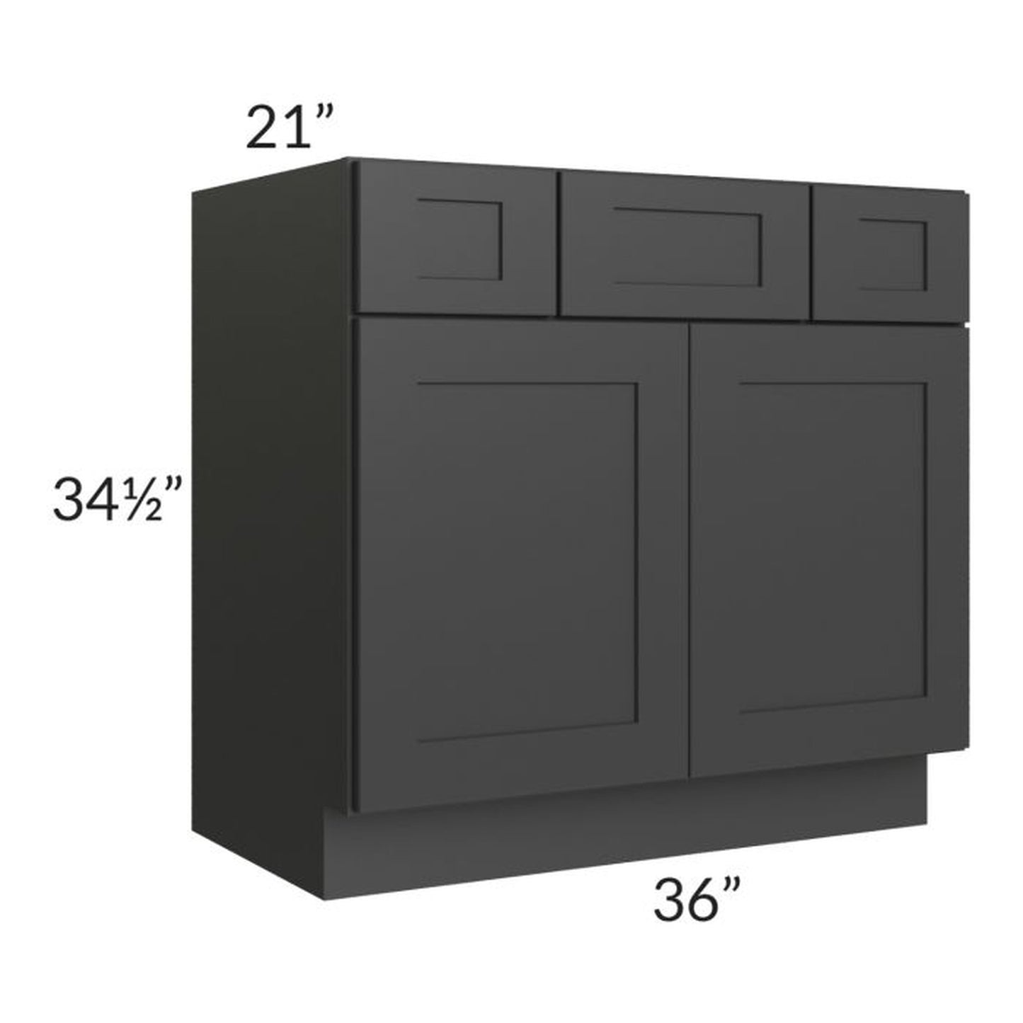 RTA Madison Black Shaker 36" Vanity Base Cabinet