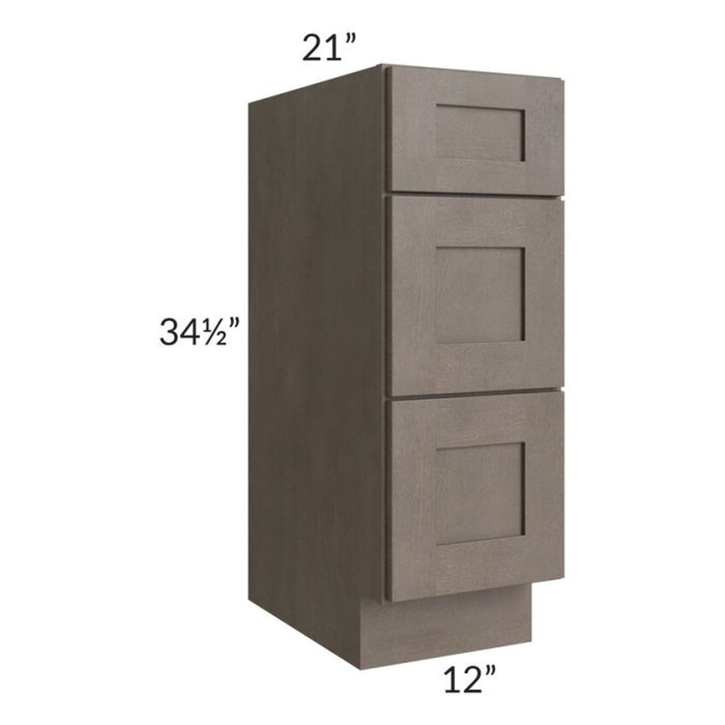 RTA Natural Grey Shaker 12" Drawer Base Bathroom Vanity Cabinet