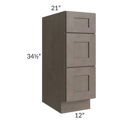 RTA Natural Grey Shaker 12" Drawer Base Bathroom Vanity Cabinet