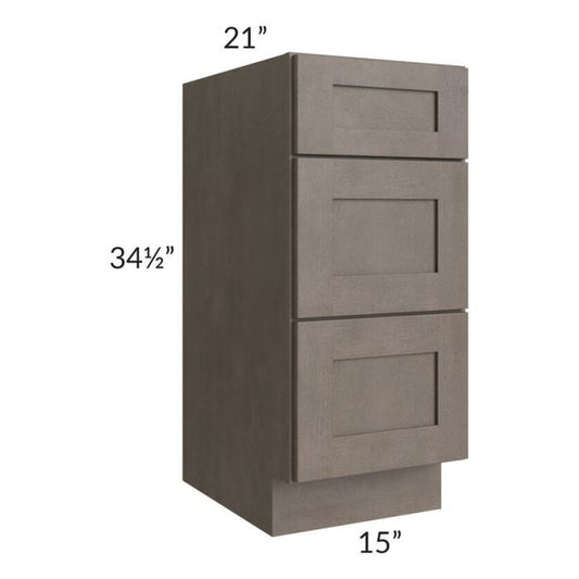 RTA Natural Grey Shaker 15" Drawer Base Bathroom Vanity Cabinet