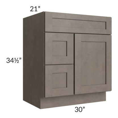 RTA Natural Grey Shaker 30" Bathroom Vanity with 2 Drawers on Left