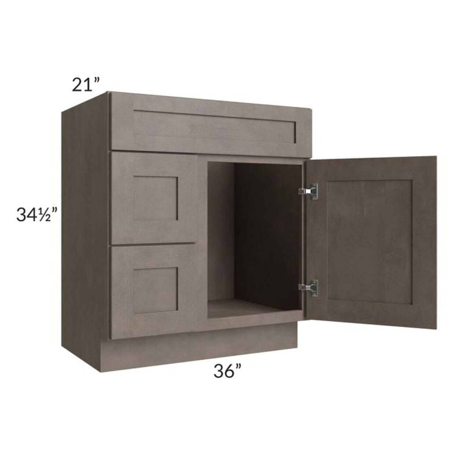 RTA Natural Grey Shaker 30" Bathroom Vanity with 2 Drawers on Left