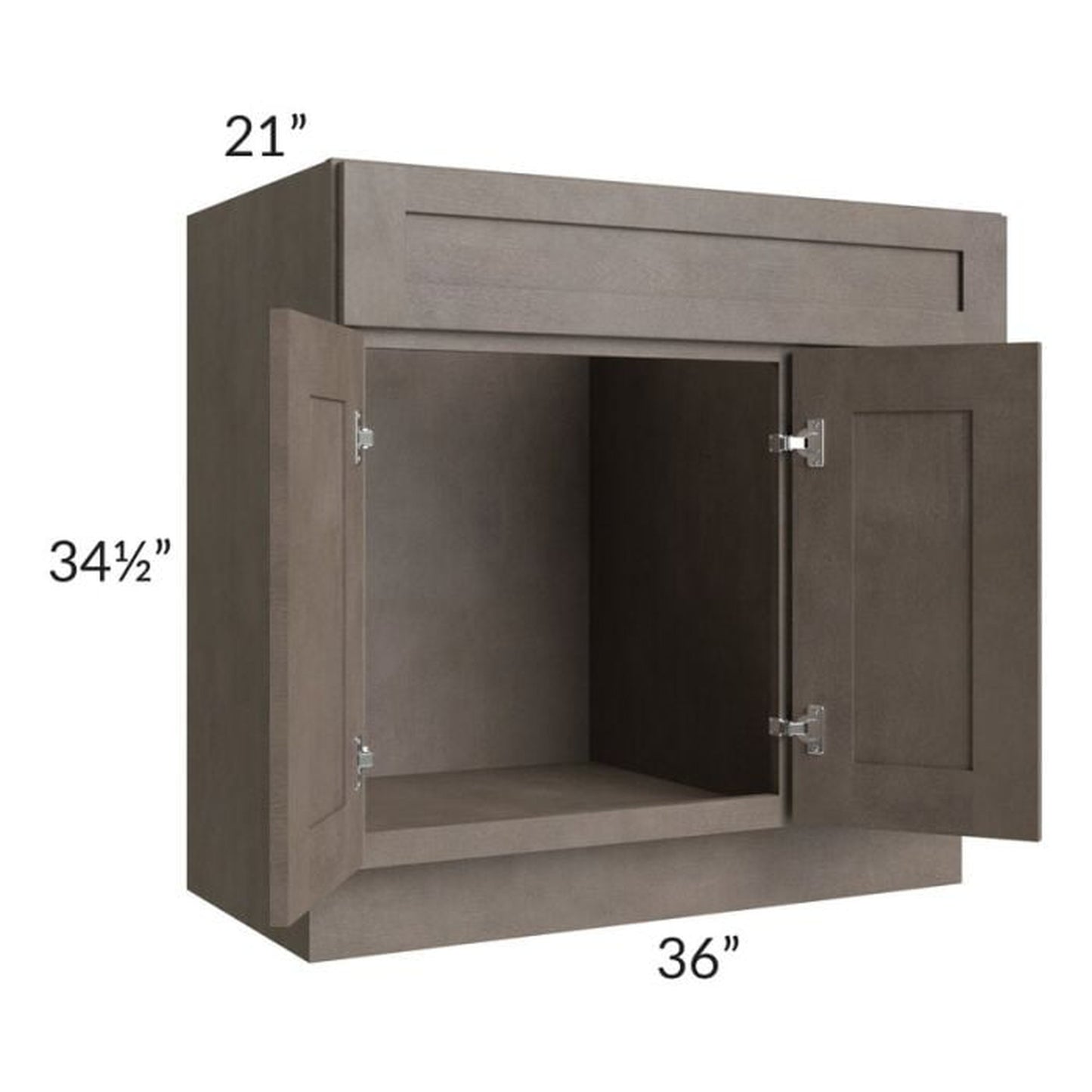 RTA Natural Grey Shaker 36" Bathroom Vanity with 2 Drawers on Right