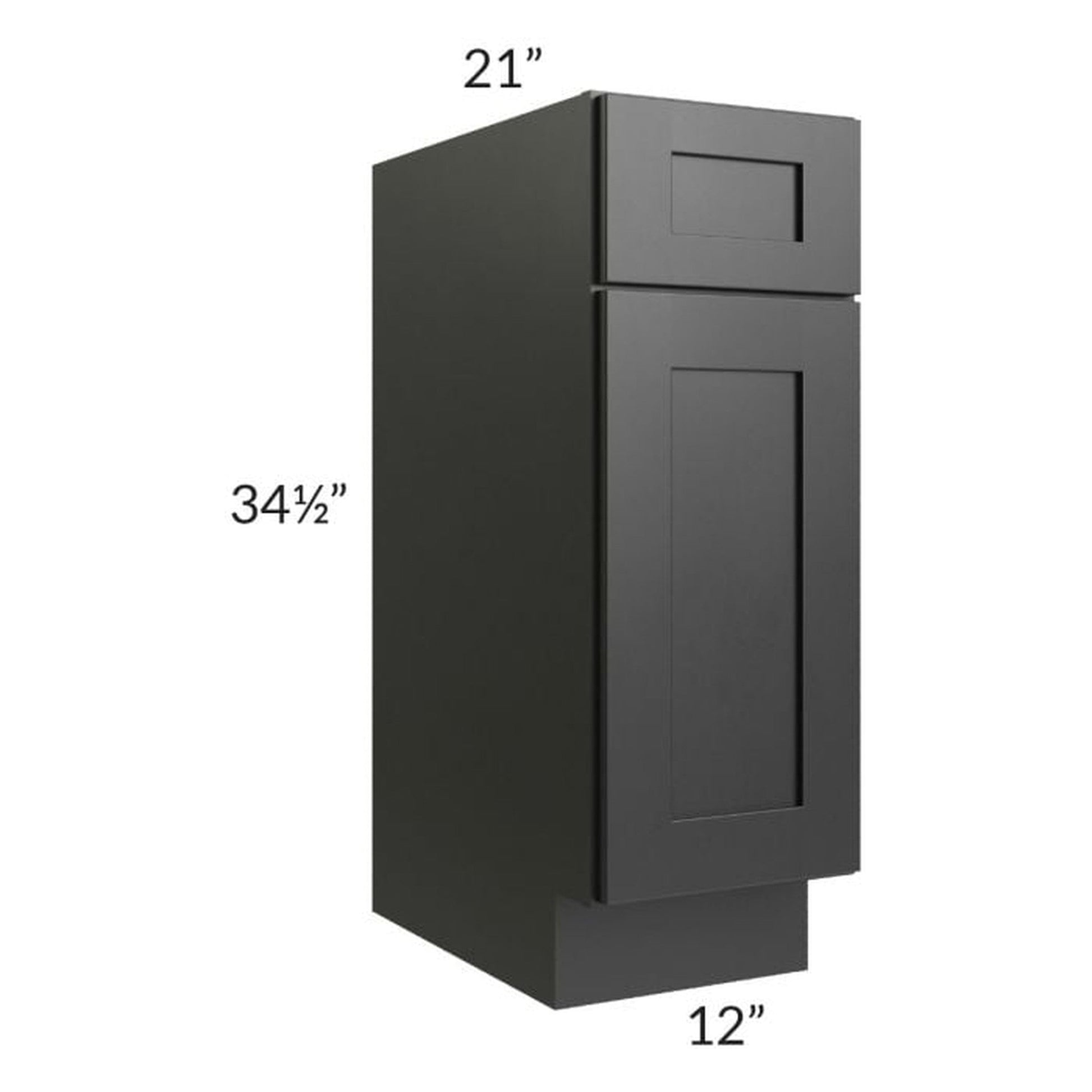 RTA Onyx Black Shaker 12" Vanity Base Cabinet with 1 Decorative End Panel