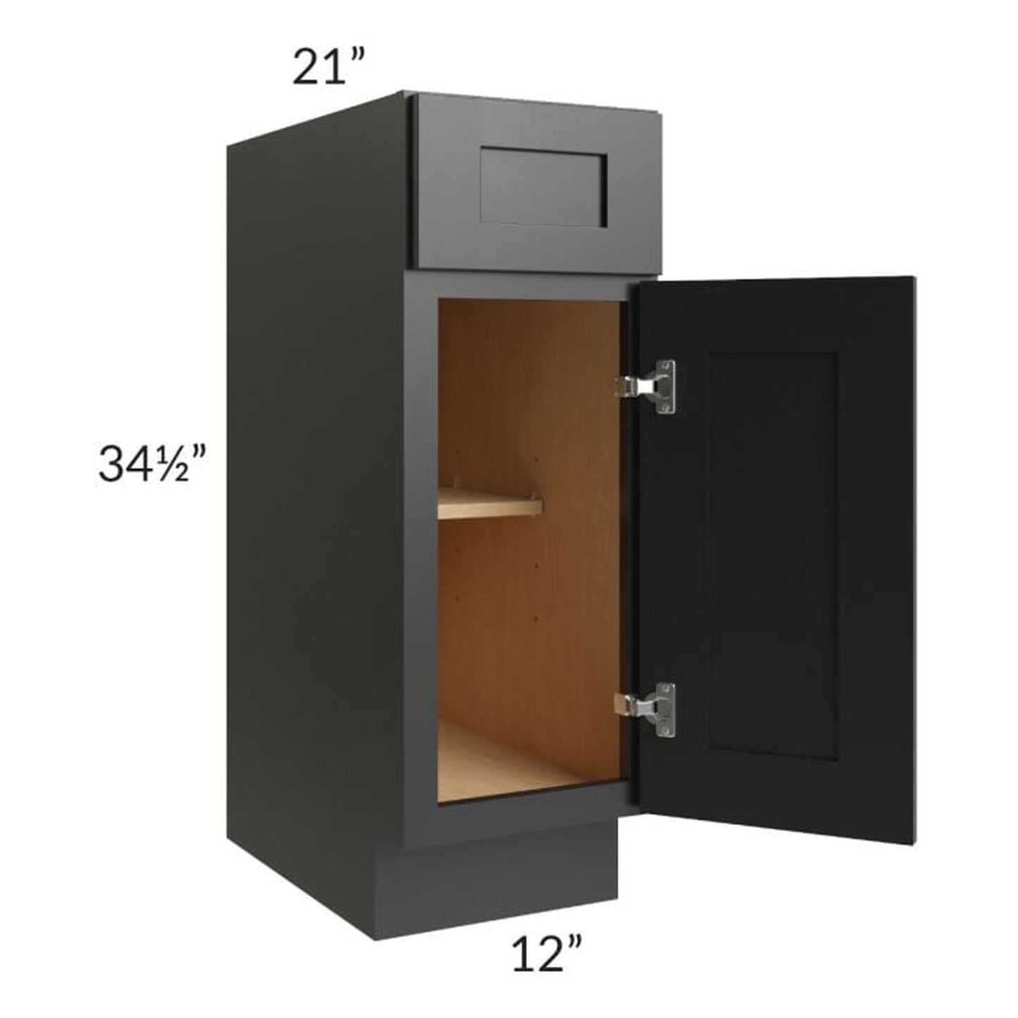 RTA Onyx Black Shaker 12" Vanity Base Cabinet