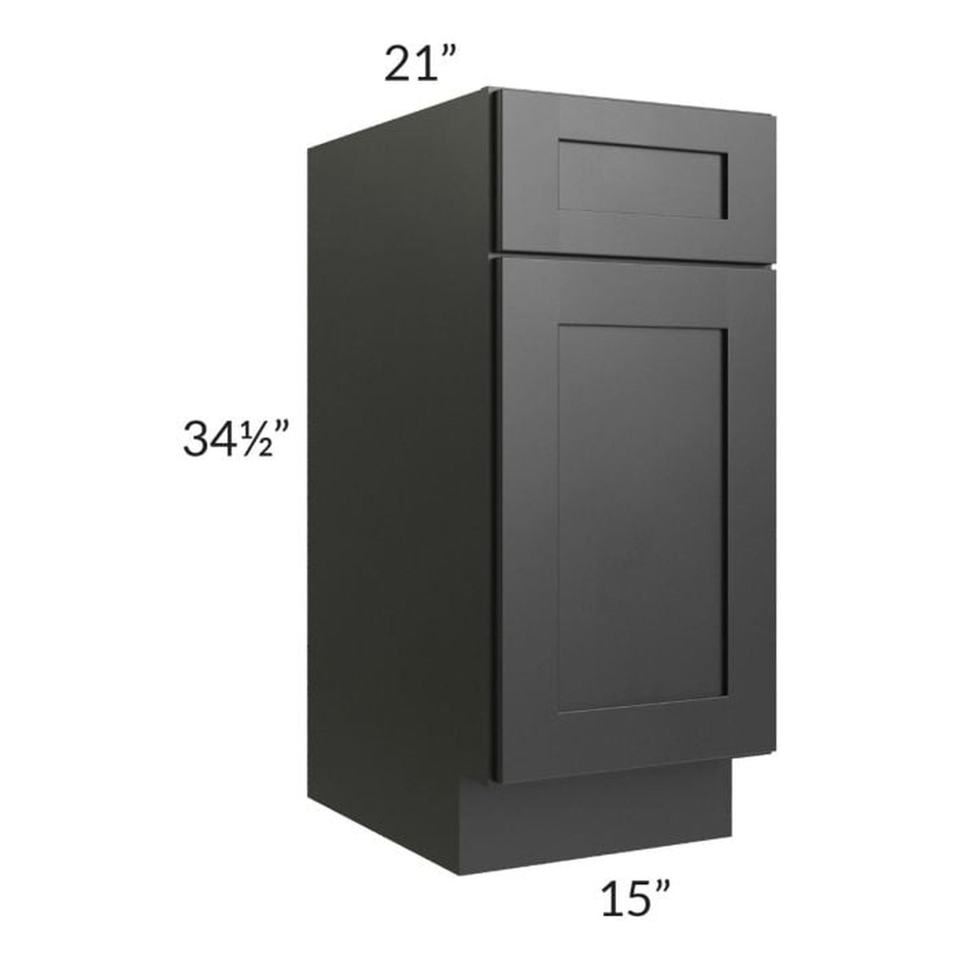 RTA Onyx Black Shaker 15" Vanity Base Cabinet with 1 Decorative End Panel